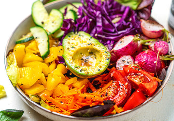 Vegan Rainbow Salad with Oil & Vinegar Dressing