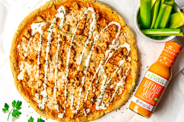 Buffalo Sauce Pizza with Chicken and Grain-Free Crust