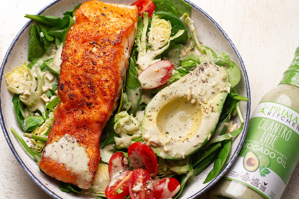 Spinach Salmon Salad with Cilantro Lime Dressing Recipe