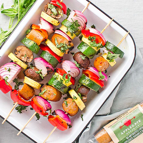 Sausage and Veggie Skewers Recipe