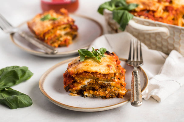 A plate of eggplant parmesan