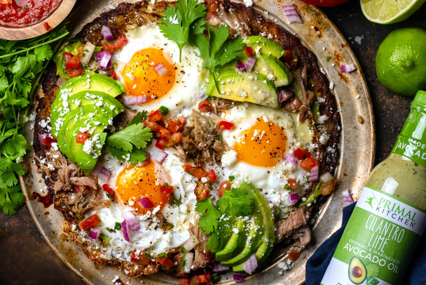 Breakfast Tostada with Cilantro Lime Avocado Sauce