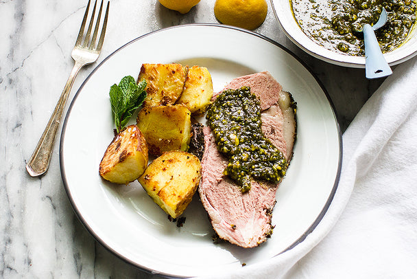 Leg of Lamb with Pistachio Pesto