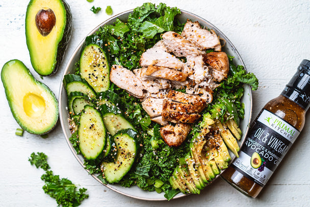 Keto Kale Salad with Avocado Oil & Vinegar Dressing