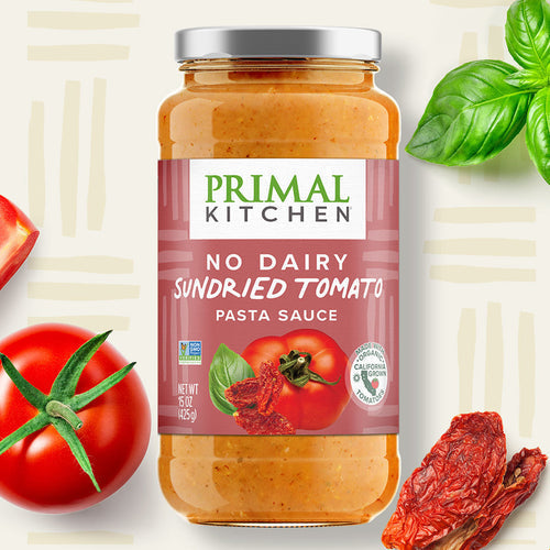 A jar of Primal Kitchen No Dairy Sundried Tomato Sauce